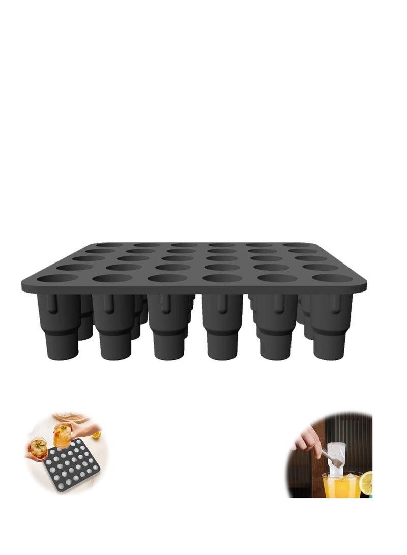 Excefore Ice Cube Trays Silicone, Ice Molds with Lid Easy Release and Flexible Ice Tray, BPA-Free, Silicone Ice box for Stanley Cup Shape, Black - Image 1