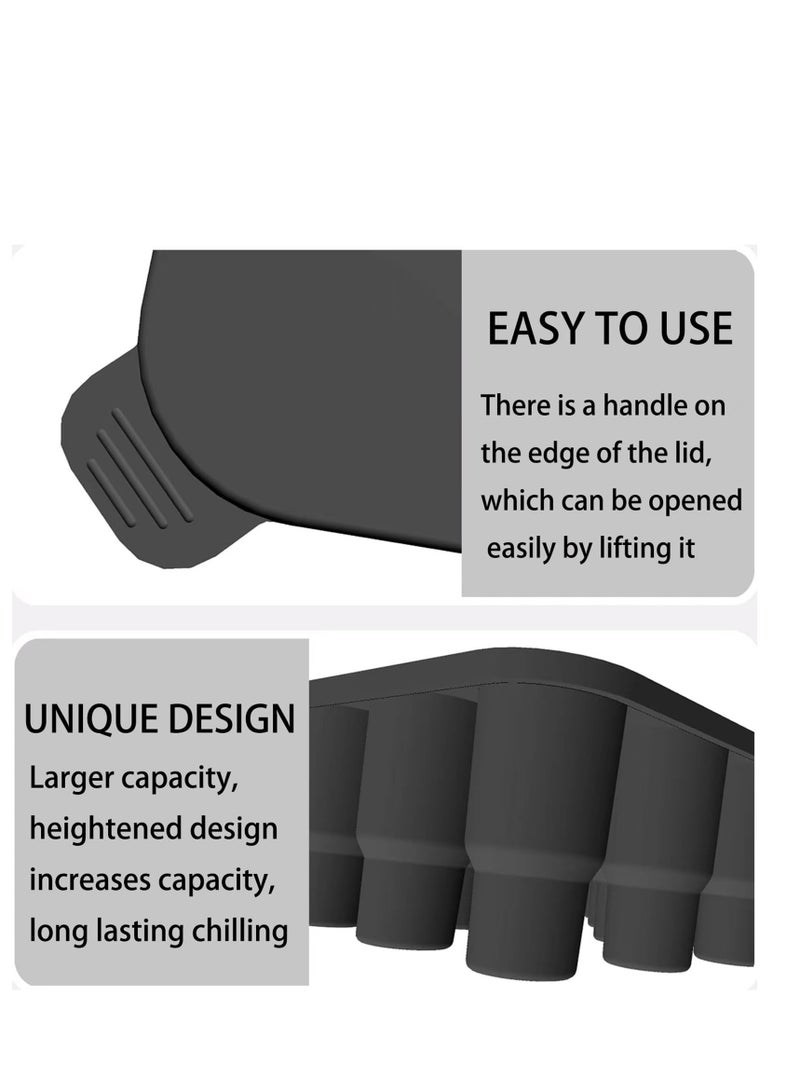 Excefore Ice Cube Trays Silicone, Ice Molds with Lid Easy Release and Flexible Ice Tray, BPA-Free, Silicone Ice box for Stanley Cup Shape, Black - Image 5