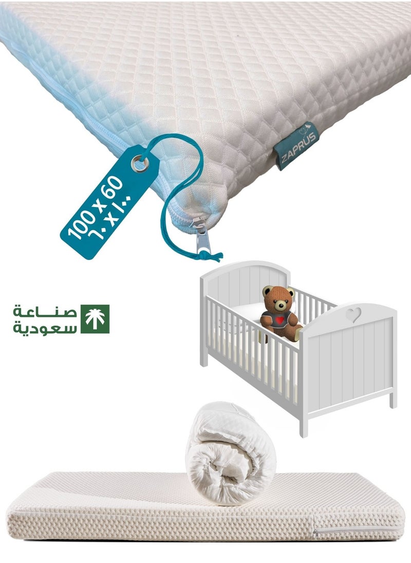 Zaprus Zaprus Baby Mattress 100x60x10 cm – High-Density Foam Cot & Crib Mattress with Hypoallergenic Breathable Cotton Cover – Firm Baby Bed Mattress for Travel and Daily Use  - Image 1