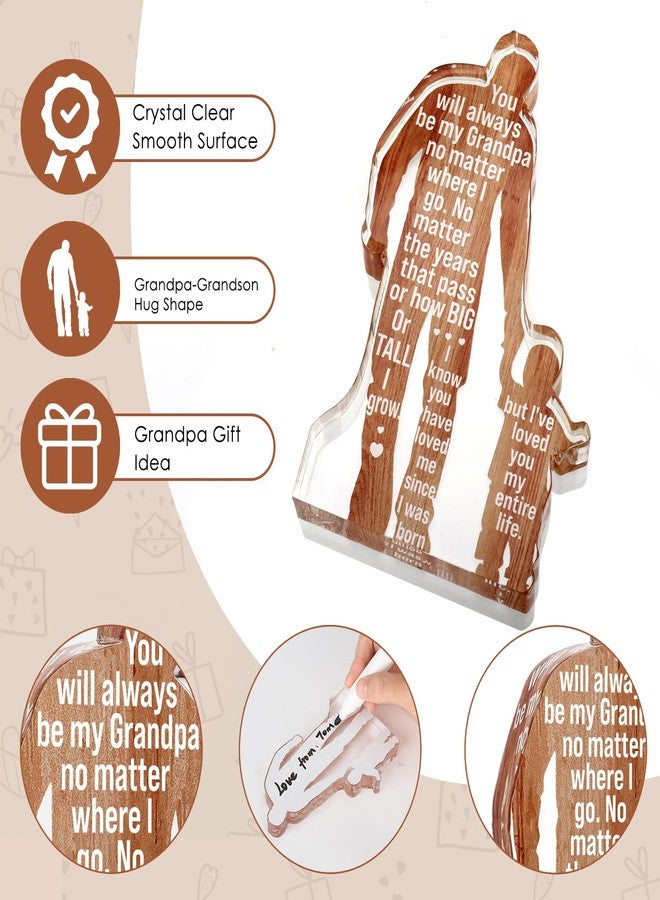 LuoHere Grandpa Gifts from Grandson Grandpa Birthday Fathers Day Idea Gifts Best Grandpa Ever Gift to My Great Grandpa Christmas Father's Day Grandparents Gift Granddad Papa Acrylic Plaque Sign - Image 2