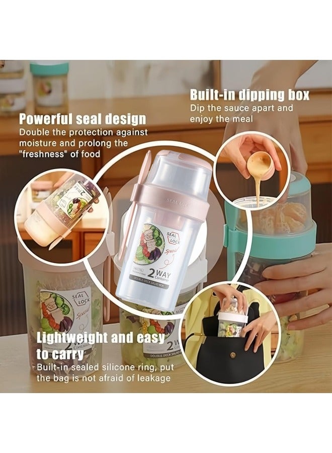 Portable Salad Cup, Oats Container, Yogurt Cups With Fork Cover Dip Box , Salad Shaker Cup,  Breakfast Salad Cup Salad Shaker Container , Salad Container Set, Cereal Cup , Food Storage Bento Box, School Lunch Box  - Image 3