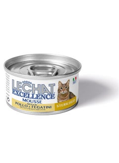 Monge Lechat Excellence by Monge | Sterilised Cat Wet Food Rich in Chicken and Liver | Super Premium Complementary Wet Cat Food | Mousse in Can- 85g 