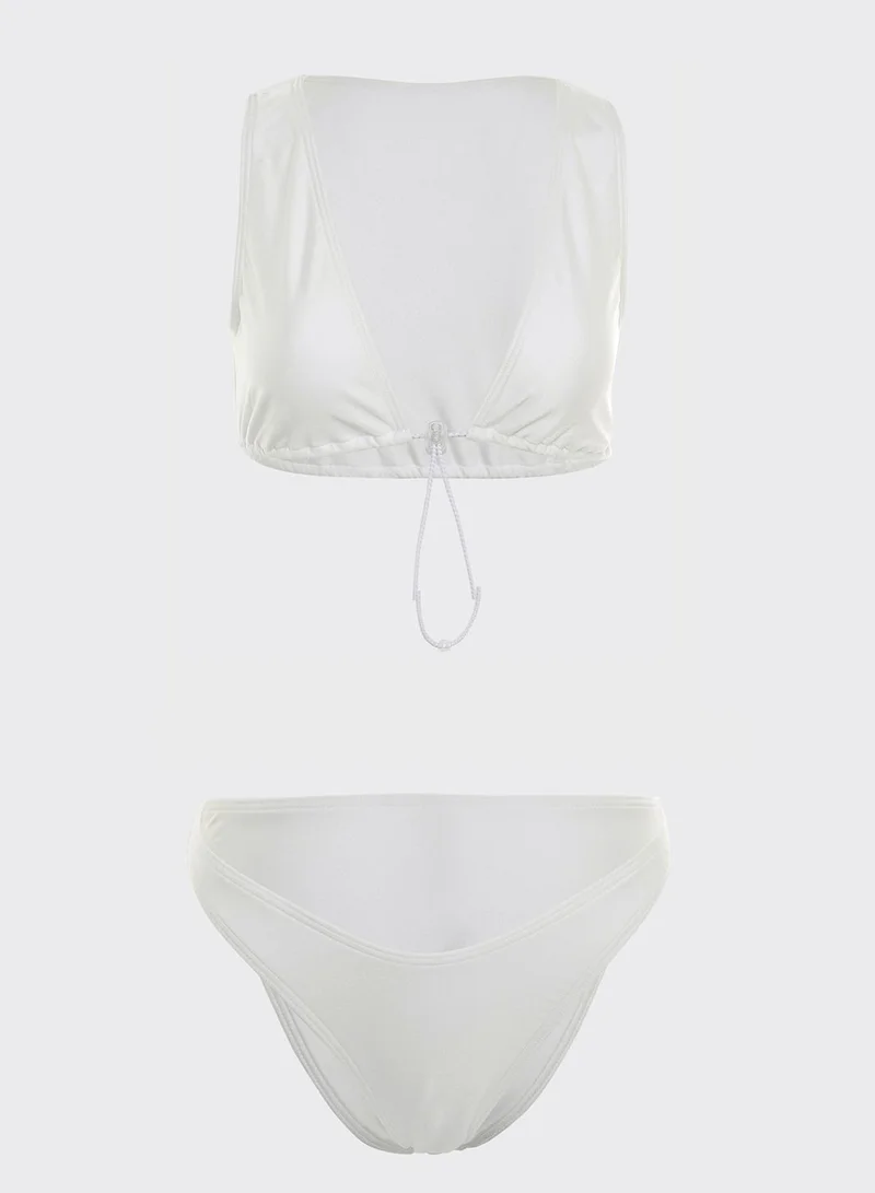 SOUTH BEACH Plunge Bikini Top & Bikini Bottom Set