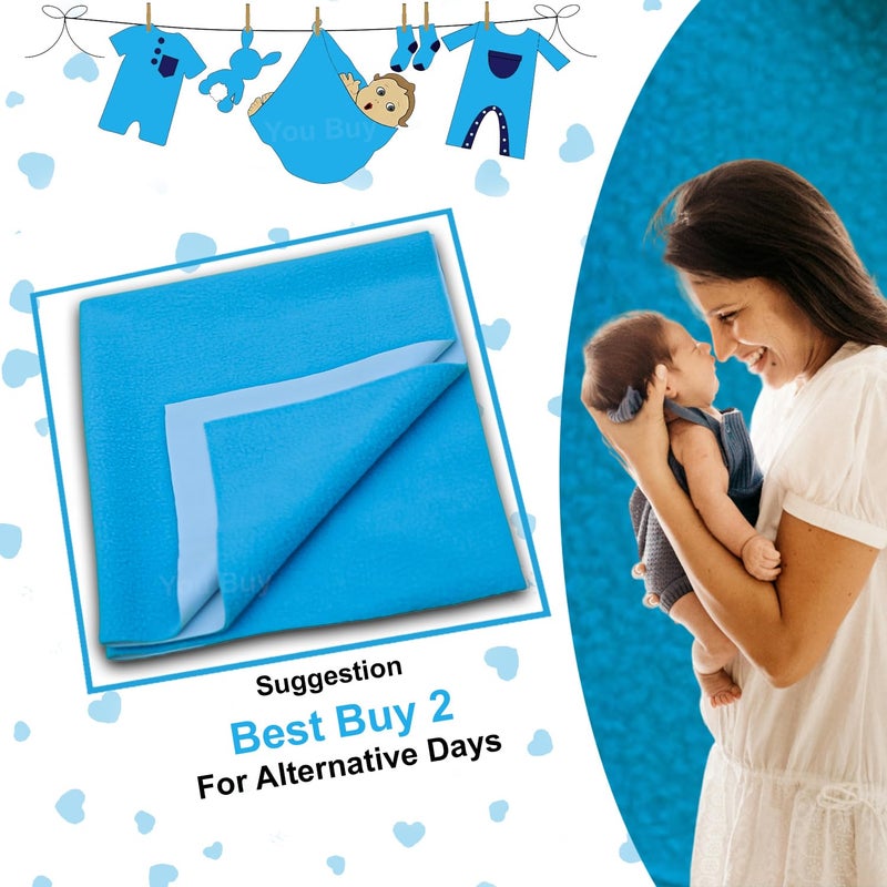 Baby Dry Sheet Anti-Piling Fleece Extra Absorbent Quick Dry Sheet for New Born Baby, Baby Bed Protector, Waterproof Baby Dry Sheet, Reusable Baby Cot Sheet for Infant, Small Size 50X70Cm (Firozi)  - Image 2