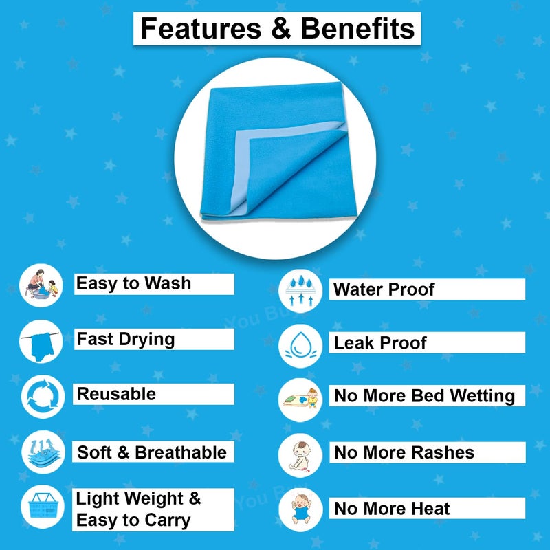 Baby Dry Sheet Anti-Piling Fleece Extra Absorbent Quick Dry Sheet for New Born Baby, Baby Bed Protector, Waterproof Baby Dry Sheet, Reusable Baby Cot Sheet for Infant, Small Size 50X70Cm (Firozi)  - Image 3