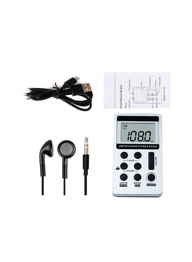 NIBEMINENT Portable Pocket FM Radio With Headphone V432 Black/White  - Image 5