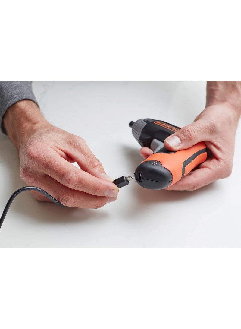 BLACK&DECKER 3.6V Fast Charge Screwdriver, 3.6V Lithium Ion Cordless Screwdriver with LED charge indicator - Image 2