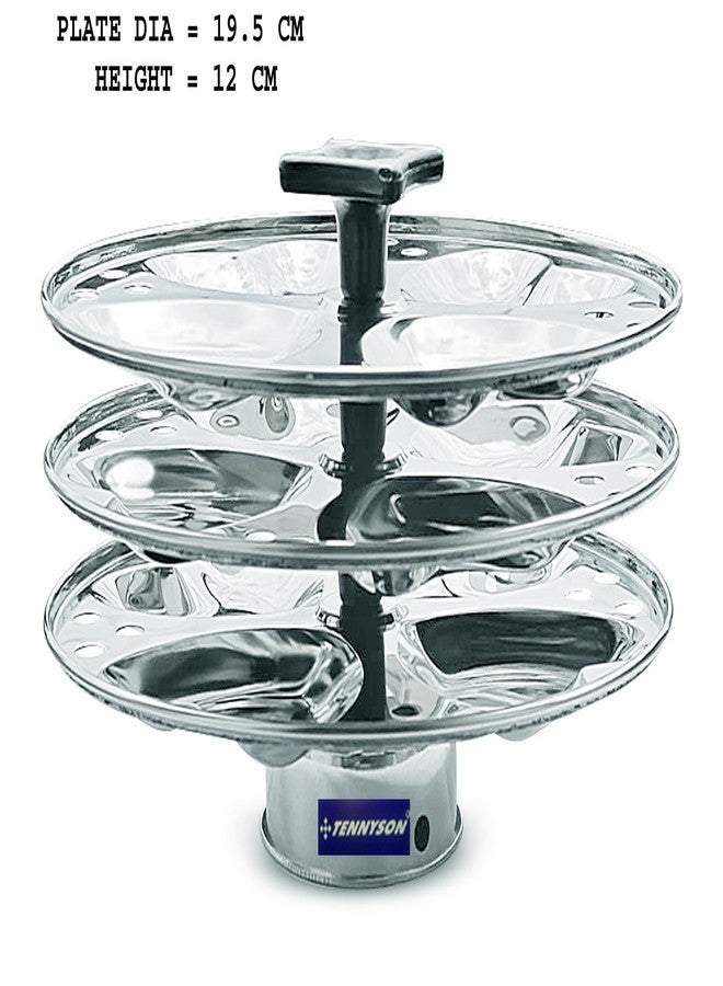 TENNYSON Stainless Steel Three Plate with Hearts sahaped 12 idlies (Cook in Any Vessel) - Image 3