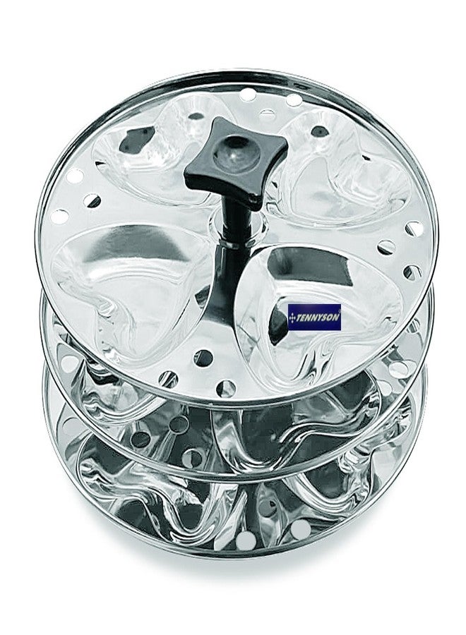 TENNYSON Stainless Steel Three Plate with Hearts sahaped 12 idlies (Cook in Any Vessel) - Image 2