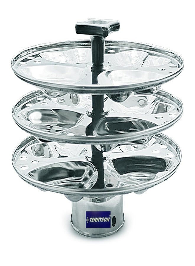 TENNYSON Stainless Steel Three Plate with Hearts sahaped 12 idlies (Cook in Any Vessel) - Image 1