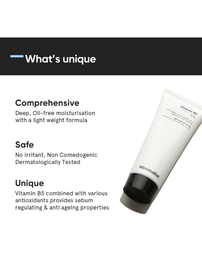 MINIMALIST - 10% Vitamin B5 Gel Face Moisturizer For Oily And Acne Prone Skin | Oil-free | Fast Absorbing Lightweight Winter Cream For Women And Men | Non sticky | Fragrance Free - Image 1