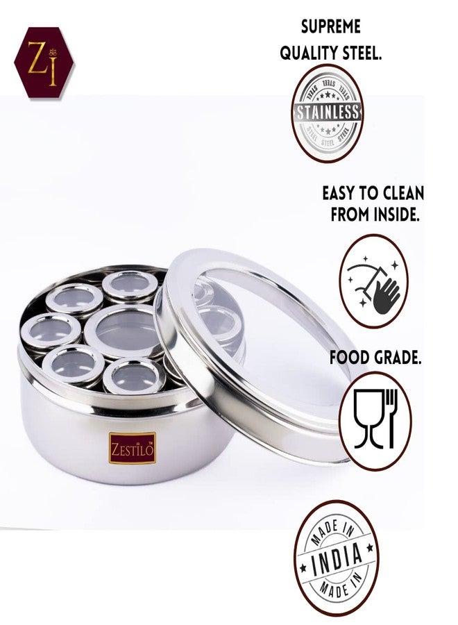 ZESTILO Masala box for kitchen,Spice box for kitchen,Masala dabba,9 Transparent lid container,Spice box,Steel masala box for kitchen steel box,Steel container with lid,Masala dhani,Masala 9 - Image 3