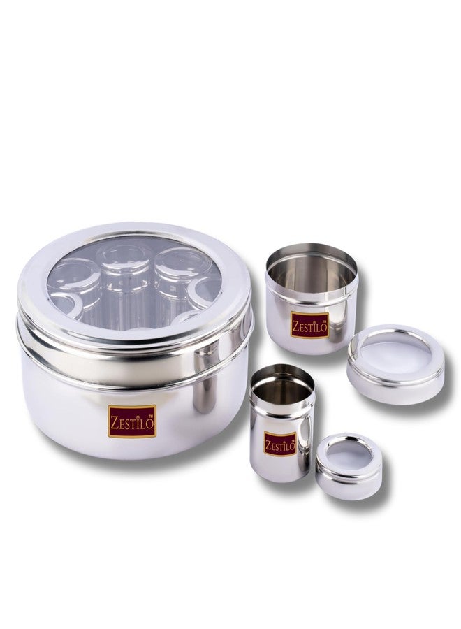 ZESTILO Masala box for kitchen,Spice box for kitchen,Masala dabba,9 Transparent lid container,Spice box,Steel masala box for kitchen steel box,Steel container with lid,Masala dhani,Masala 9 - Image 1