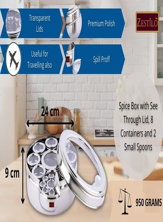 ZESTILO Masala box for kitchen,Spice box for kitchen,Masala dabba,9 Transparent lid container,Spice box,Steel masala box for kitchen steel box,Steel container with lid,Masala dhani,Masala 9 - Image 2