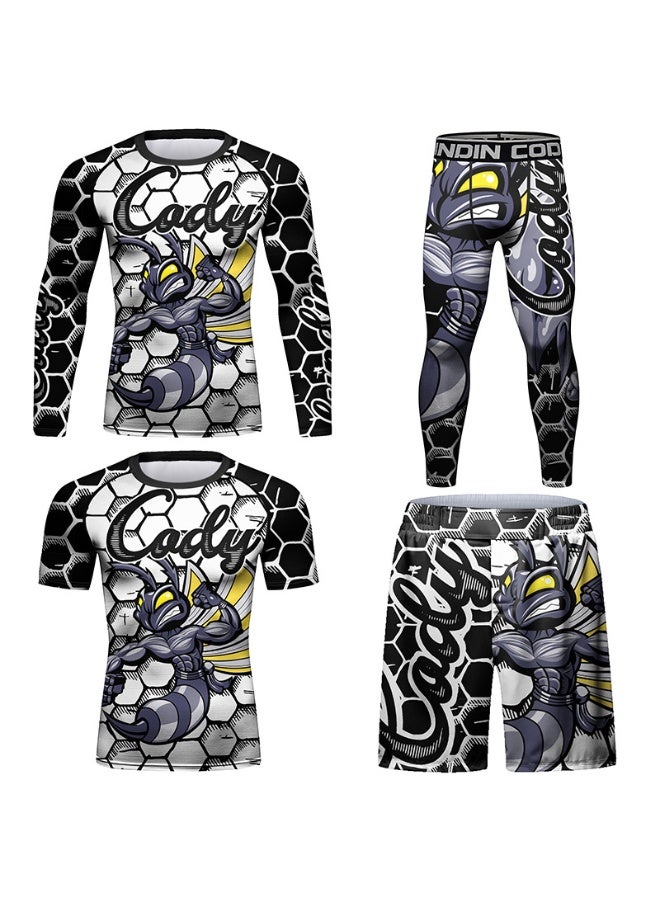 4 Pieces Sports Sublimation Tracksuit Male BJJ jiu jitsu Rash Guard Set  Fashion Gym Boxing Training Set - Image 1