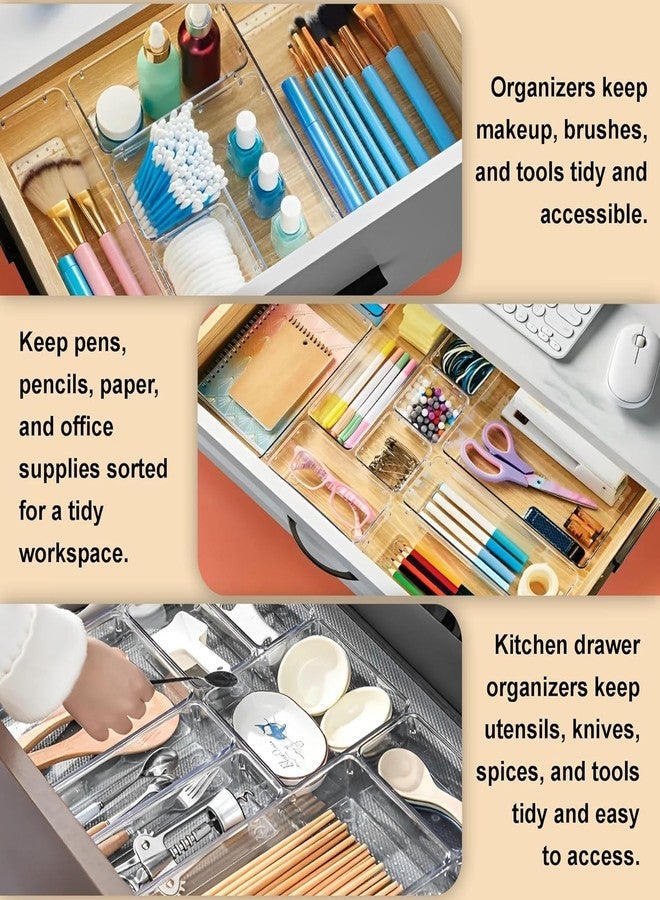 HOMIFLY 20 Piece Unbreakable Drawers Organisers/Multipurpose Drawer Organizer Tray/Storage Box for Dressing Table/Makeup Organiser Tray/Storage Bins For Bathroom (Black) - Image 5