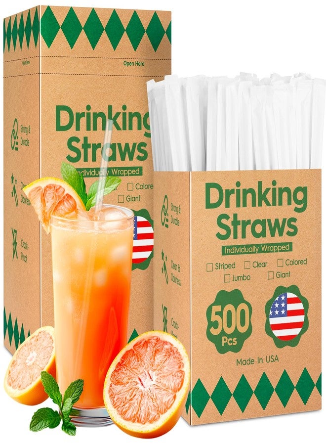 Delxo 1000 Count Individually Wrapped Clear Plastic Straws - 7.75 Inch Long, 0.23 Inch Diameter - Disposable Drinking Straws for Party, Every Occasion - Made in USA - Image 1