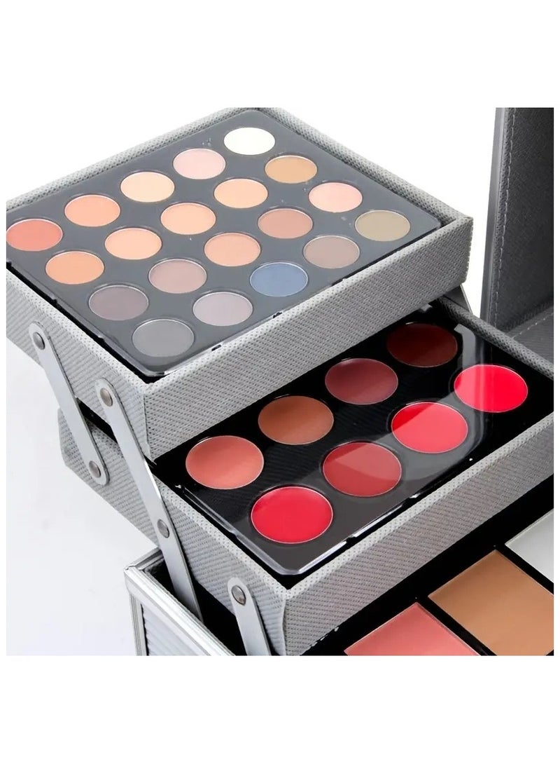 مس روز 132 لون مجموعة ماكياج قابلة لإعادة الاستخدام مجموعة علبة ماكياج من الألومنيوم مع مستحضرات التجميل فرش ماكياج ظلال العيون مسحوق الحاجب أحمر الشفاه - Image 2