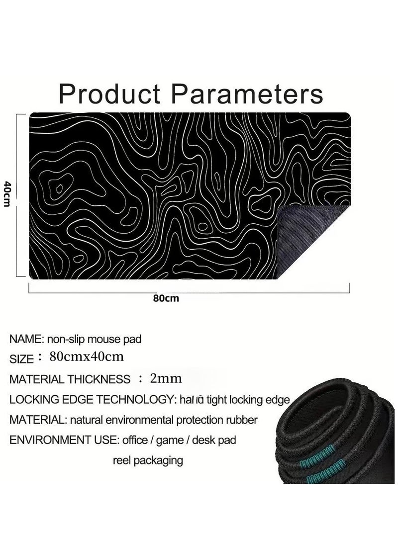 800x400x2mm Large Mouse Pad Extended Gaming Non-Slip Rubber Base Office Desk Double-sided Color Matching Mouse Pad Keyboard Mouse Pads Black