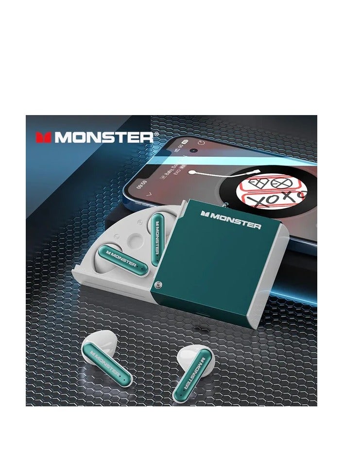 Monster XKT17 Wireless Bluetooth Earbuds Gaming Headphones Deep Bass Low Latency Game Headset with Built-in Microphone For Gaming Noise Canceling Headsets Green - Image 1