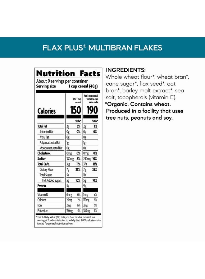 Nature's Path Organic Flax Plus Multibran Flakes Cereal, 13.25 oz (Pack of 1), Non-GMO - Image 5
