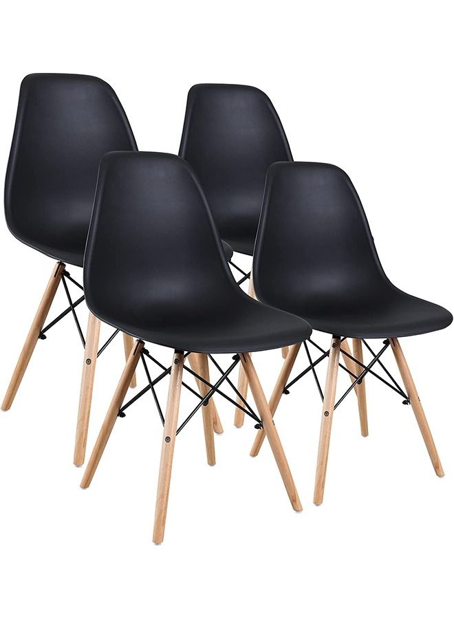 CityRiya-Long Dining Chair Modern Office Chair Kitchen Dining Side Chairs Lounge Shell Chair Living Room Chair with Plastic Seat for Kitchen 4 PCS - Image 1