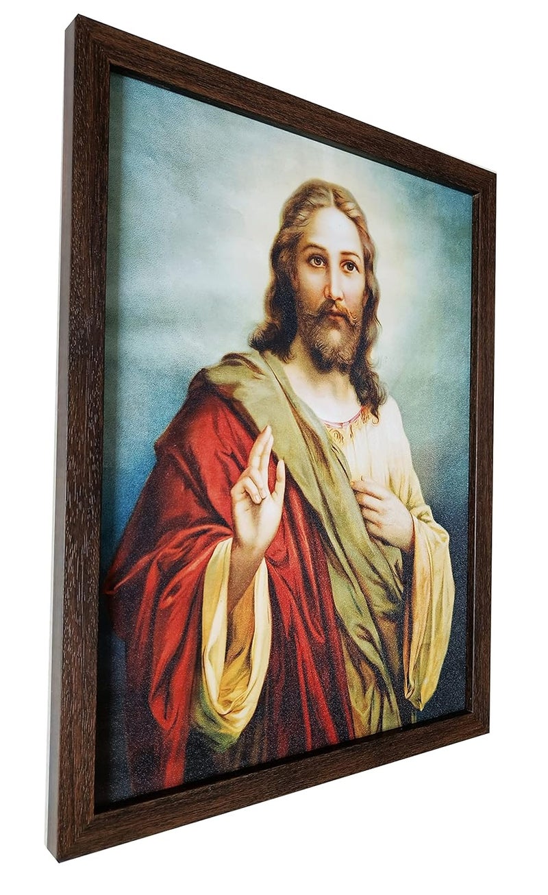 Elegance sacred heart of Jesus Christ painting picture photo poster frame christian art for wall living room bedroom office christmas gifts Painting size- 18.25 height x 13.25 width inch - Image 4