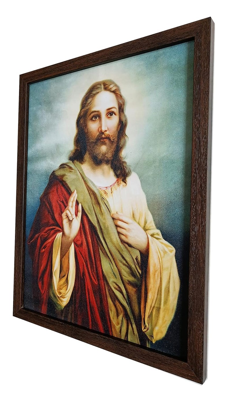 Elegance sacred heart of Jesus Christ painting picture photo poster frame christian art for wall living room bedroom office christmas gifts Painting size- 18.25 height x 13.25 width inch - Image 5