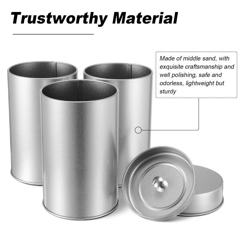 Zopeal 10 Pack Tea Tin Canister with Airtight Double Lids 12 oz Can Box Canister for Loose Leaf Tea Storage Bag Container Portable Small Kitchen for Coffee Sugar Pantry Camping, Silver - Image 2