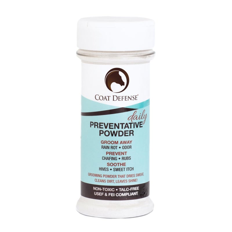 Coat Defense Daily Preventative Powder for Horses - Safe & Effective Equine Sweet Itch, Skin Funk, Scratches, & Rain Rot Treatment - Dry Shampoo for Horses, 8 oz Formula with All Natural Ingredients - Image 1