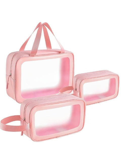 طقم 3 قطع مقاسات مختلفة كبير ومتوسط وصغير منظم مستحضرات التجميل النسائي حقيبة مستحضرات التجميل مقاومة للماء بسحاب