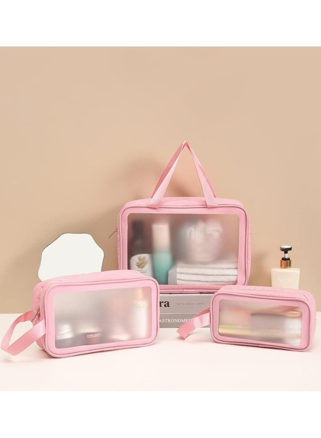 Set of 3 pieces, different sizes, large, medium and small, women's cosmetic organizer, waterproof cosmetic bag with zipper - Image 2