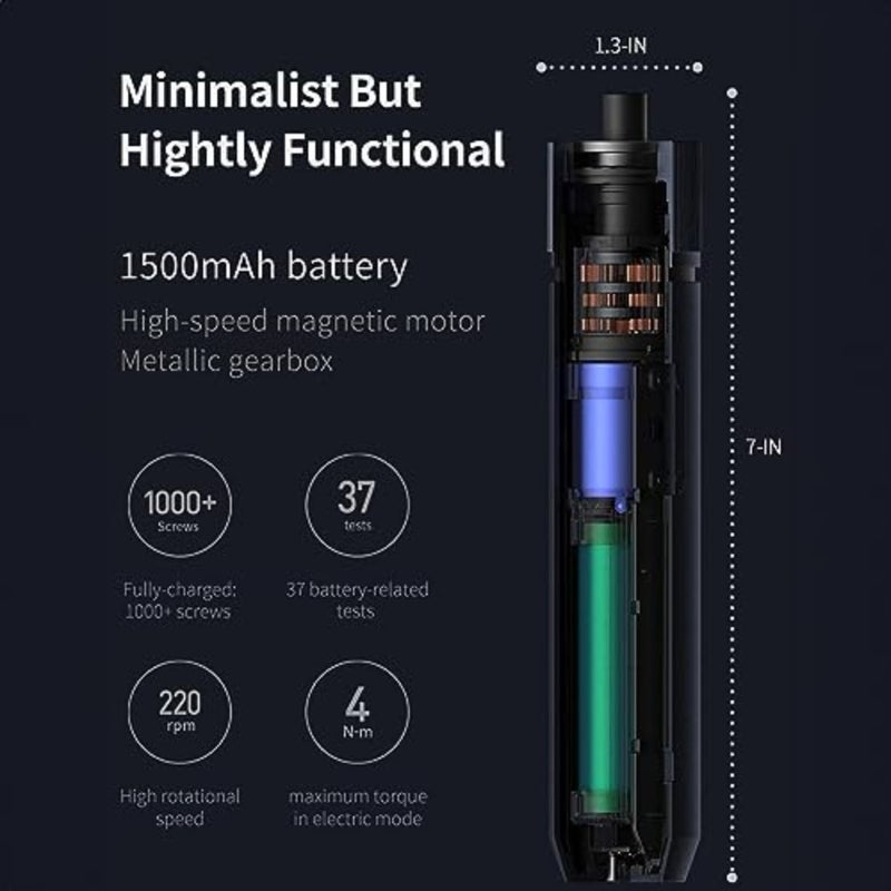 Electric Screwdriver, All-in-One Design, USB-C Charging Cable, Manual and Electric, LED Shadowless Light, 3 Torque, 5N.m 1500mAh, 12 Pcs Bit for Electrical Repairs - Image 4