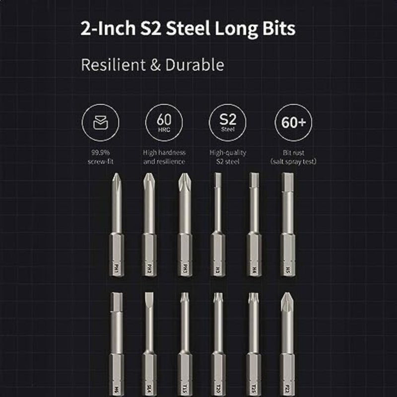 Electric Screwdriver, All-in-One Design, USB-C Charging Cable, Manual and Electric, LED Shadowless Light, 3 Torque, 5N.m 1500mAh, 12 Pcs Bit for Electrical Repairs - Image 3