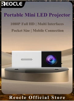 REOCLE Mini Projector 1080P Full HD Portable Projector Movie Projector Compatible with TV Stick Smartphone & HDMI & USB & Indoor Outdoor Use  - Image 1