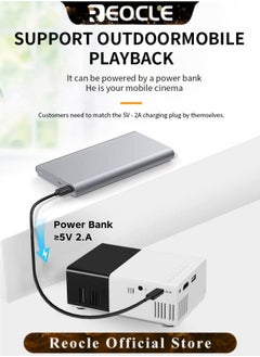 REOCLE Mini Projector 1080P Full HD Portable Projector Movie Projector Compatible with TV Stick Smartphone & HDMI & USB & Indoor Outdoor Use  - Image 5