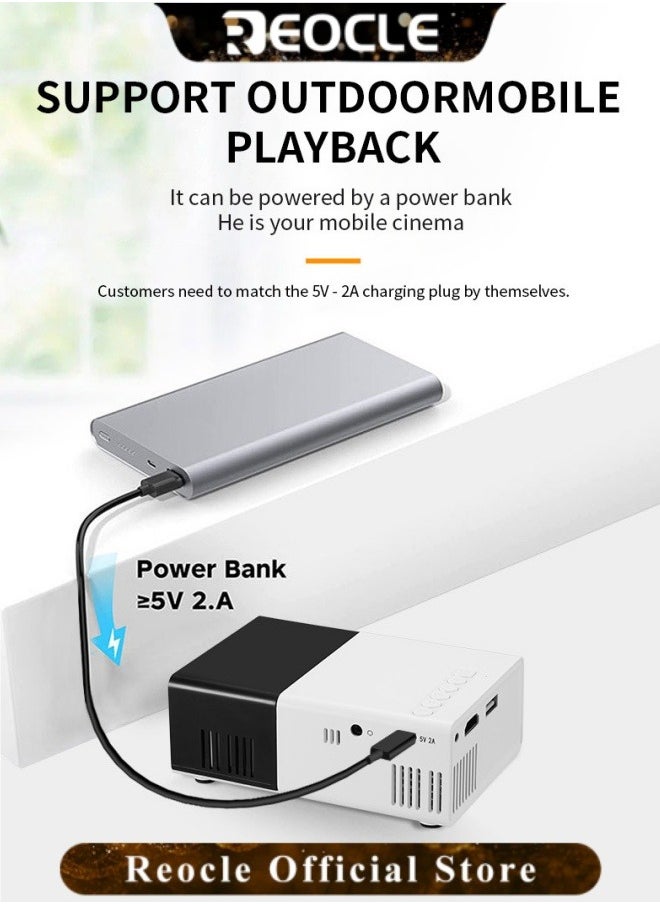 REOCLE Mini Projector 1080P Full HD Portable Projector Movie Projector Compatible with TV Stick Smartphone & HDMI & USB & Indoor Outdoor Use  - Image 5