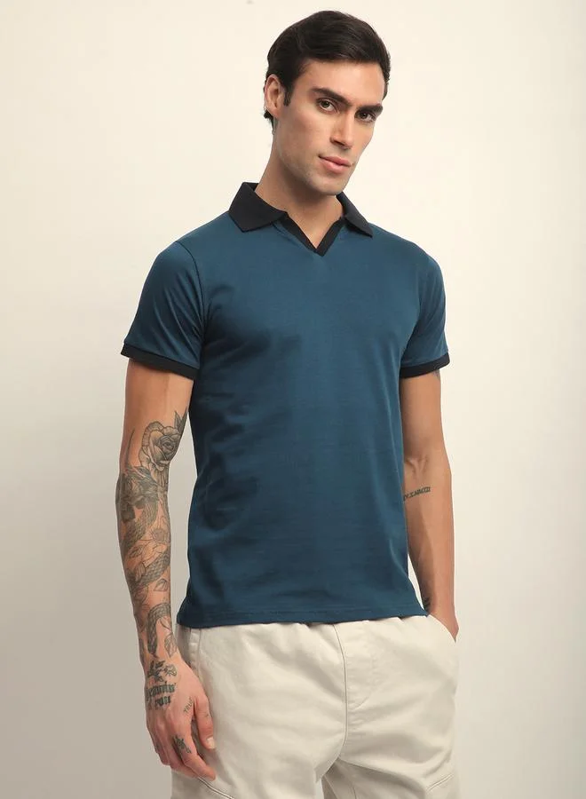 Dillinger Men Solid Regular Fit Open Collar Polo
