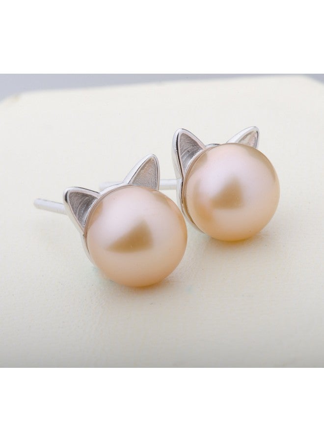 إس.ليف أقراط قطط أقراط لؤلؤية أقراط فضية إسترلينية للنساء هدايا تذكارية للقطط هدايا قطط لمحبي القطط - Image 4