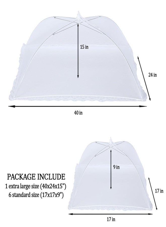 ZMCINER 7 Pack Food Covers for Outdoors Mesh Screen Include Food Tents 1 Extra Large (40"X 24") & 6 Standard (17"X 17") Collapsible and Reusable Mesh Covers for Outside, BBQ Party Supplies, Fruit - Image 2