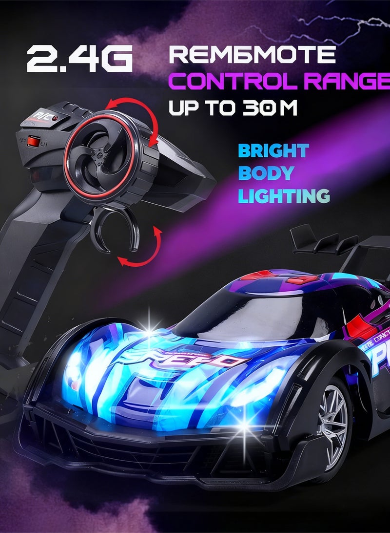 JJRC RC Drift Car, Kids Remote Control Car with Shiny LED Lights, 1/18 4WD 2.4GHz High Speed Drift RC Car with One Rechargeable Batteries, RC Cars for Kids and Adults,Suitable for Various Terrains - Kids Gifts - Image 3