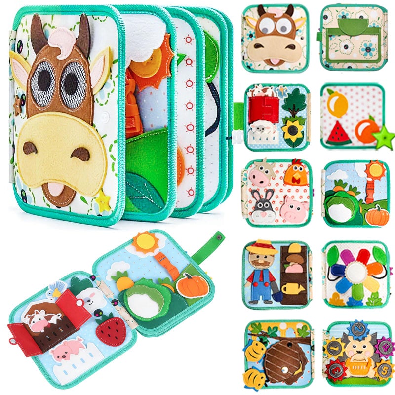 NUOLUTH Busy Book for Toddlers 13Felt Board for Toddlers 1 2 3 Quiet Book Airplane Travel Toys Sensory Early Learning Educational Toy Road Trip Activity Books Birthday Gifts Pure Little Calf - Image 3