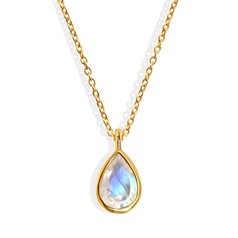 Moon Magic Moonstone Necklace - Hidden Heart / 925 Sterling Silver - 18k Rose Yellow Gold Rainbow Moonstone Necklaces for Women/Authentic Crystal Jewelry - Image 1