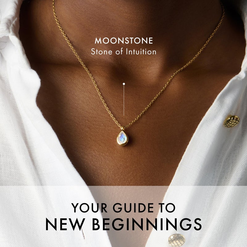 Moon Magic Moonstone Necklace - Hidden Heart / 925 Sterling Silver - 18k Rose Yellow Gold Rainbow Moonstone Necklaces for Women/Authentic Crystal Jewelry - Image 2