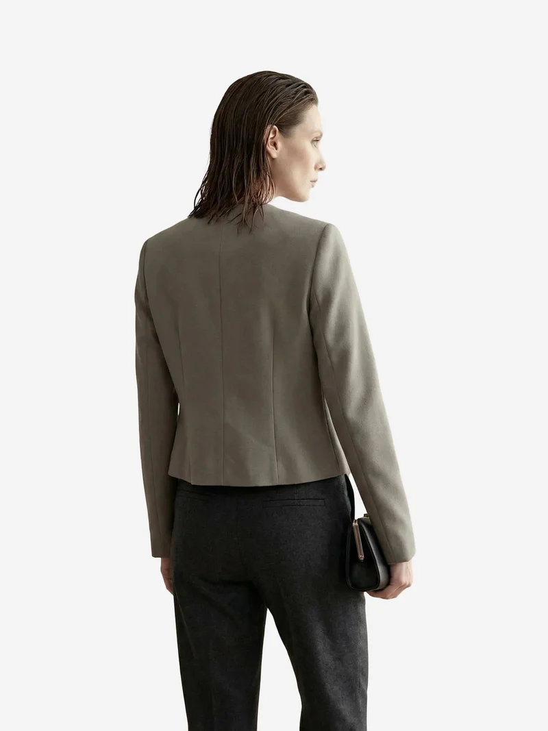 ماي فاشن MY FASHION Tailored Short Buttoned Tweed Jacket