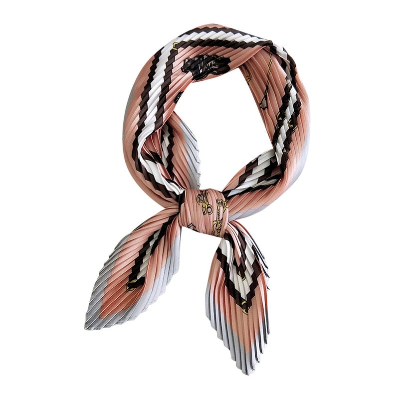 Women's Cotton Linen Pleated Small Scarf - Image 1