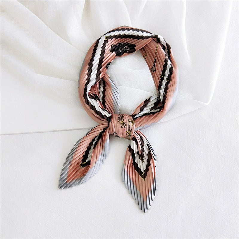 Women's Cotton Linen Pleated Small Scarf - Image 2