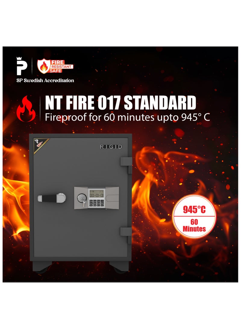 RIGID Fire Resistant Steel Safe with Digital & Key Lock, 100Kg  - Image 2