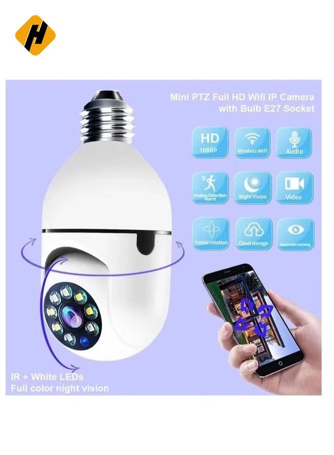 HuHa 2Pcs Light Bulb Security Camera 2.4GHz & 5G WiFi Outdoor, 1080P E27 Light Socket Security Camera, Indoor 360° Home Security Cameras, Full Color Day and Night  - Image 2