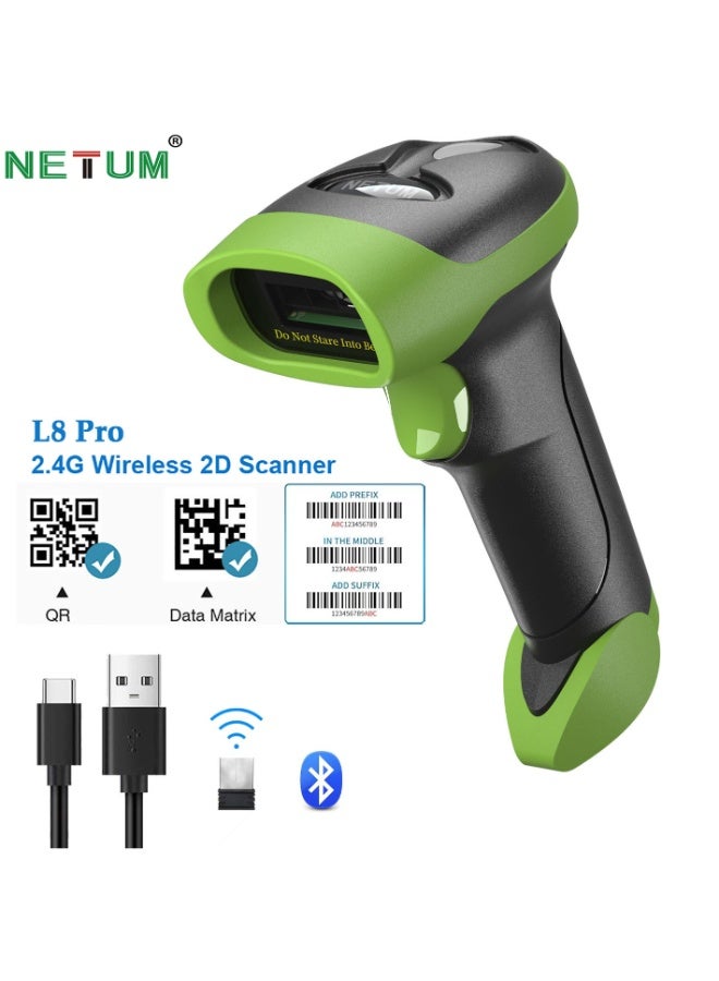 Wireless QR Barcode Scanner, 3 in 1 Automatic Bluetooth 1D 2D Barcode Reader USB Image Code Scanner for Store, Warehouse POS, Computer, Tablet, iPad, iPhone, Android